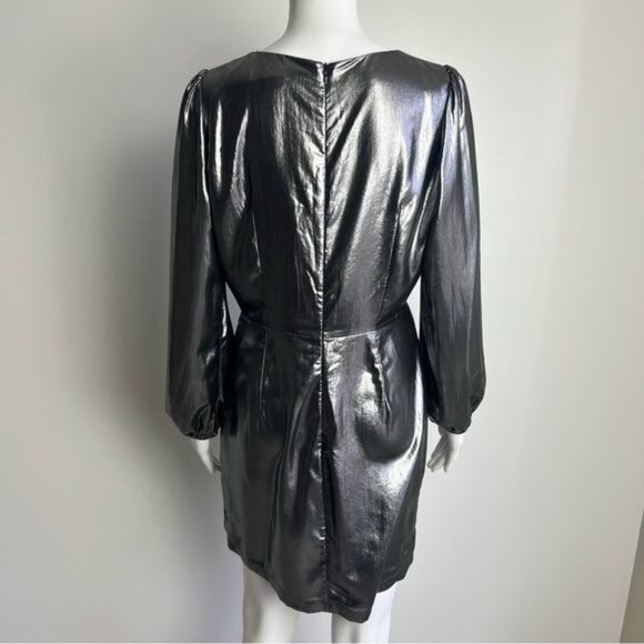 FRENCH CONNECTION Metallic Faux-wrap Mini Dress - 8 - Picture 3 of 7
